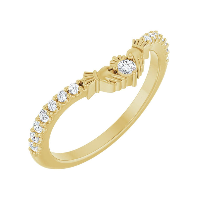 14K Yellow Gold 1/5 CTW Lab-Grown Diamond Claddagh Contour Band