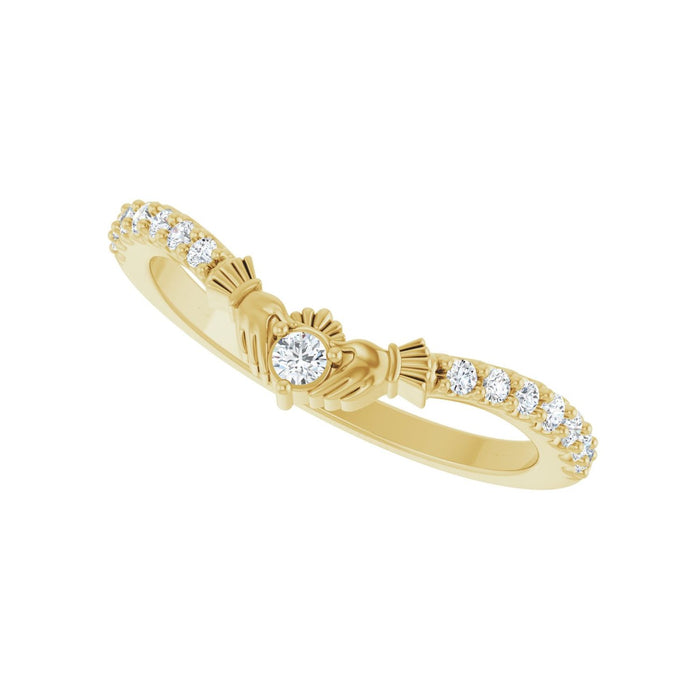 14K Yellow Gold 1/5 CTW Lab-Grown Diamond Claddagh Contour Band