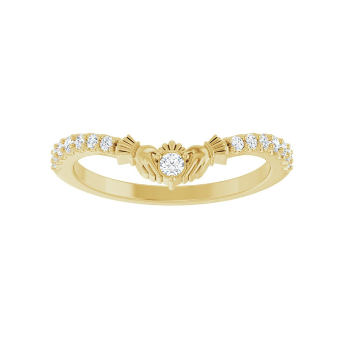 14K Yellow Gold 1/5 CTW Lab-Grown Diamond Claddagh Contour Band