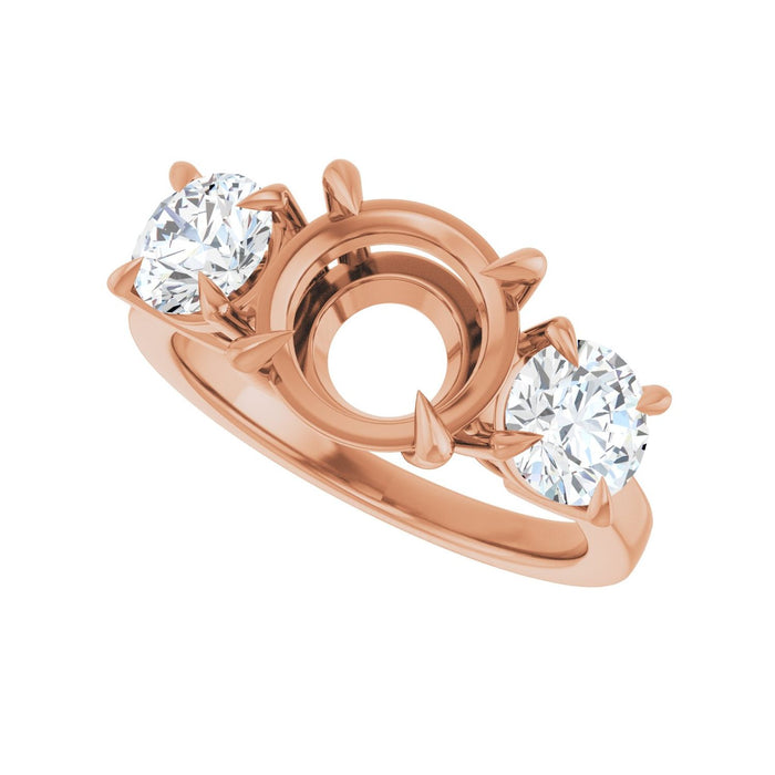 14K Rose Gold 8.8 mm Round 1 1/5 CTW Lab-Grown Diamond Semi-Set Engagement Ring