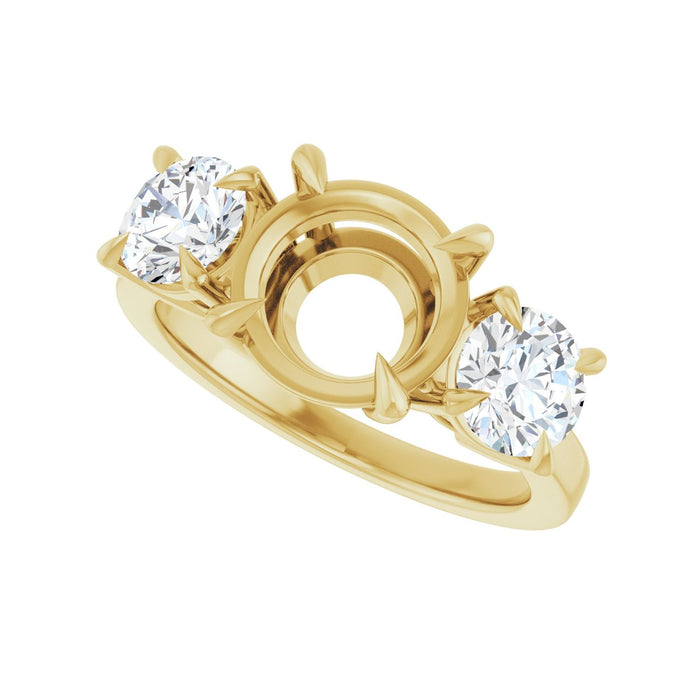 14K Yellow Gold 8.8 mm Round 1 1/5 CTW Lab-Grown Diamond Semi-Set Engagement Ring