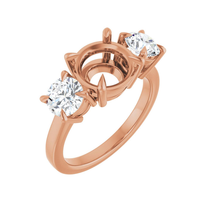 14K Rose Gold 8.8 mm Round 1 1/5 CTW Lab-Grown Diamond Semi-Set Engagement Ring