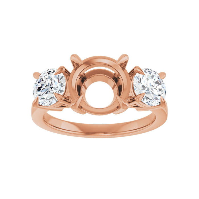 14K Rose Gold 8.8 mm Round 1 1/5 CTW Lab-Grown Diamond Semi-Set Engagement Ring