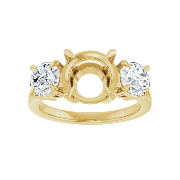 14K Yellow Gold 8.8 mm Round 1 1/5 CTW Lab-Grown Diamond Semi-Set Engagement Ring