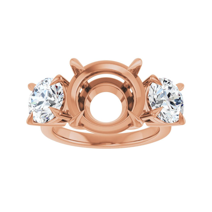 14K Rose Gold 12 mm Round 2 1/2 CTW Lab-Grown Diamond Semi-Set Engagement Ring