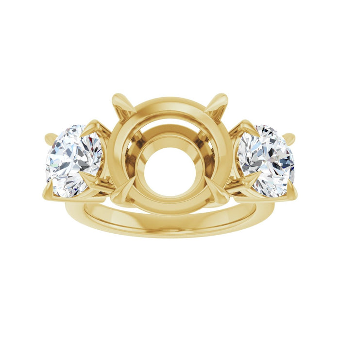 14K Yellow Gold 12 mm Round 2 1/2 CTW Lab-Grown Diamond Semi-Set Engagement Ring