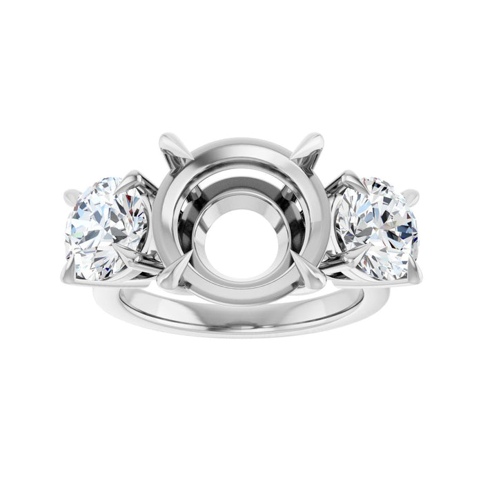 14K White Gold 12 mm Round 2 1/2 CTW Lab-Grown Diamond Semi-Set Engagement Ring