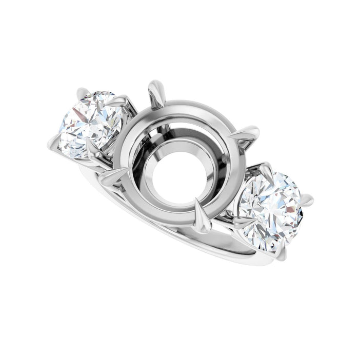 14K White Gold 12 mm Round 2 1/2 CTW Lab-Grown Diamond Semi-Set Engagement Ring