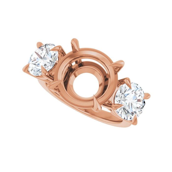 14K Rose Gold 12 mm Round 2 1/2 CTW Lab-Grown Diamond Semi-Set Engagement Ring