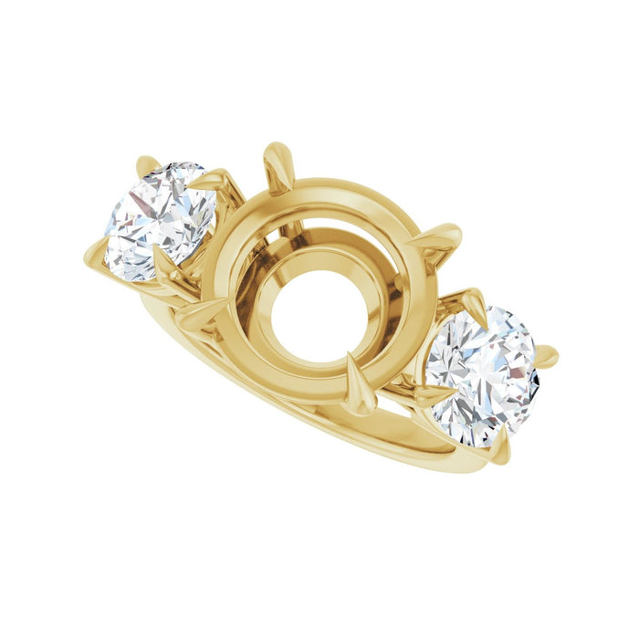 14K Yellow Gold 12 mm Round 2 1/2 CTW Lab-Grown Diamond Semi-Set Engagement Ring