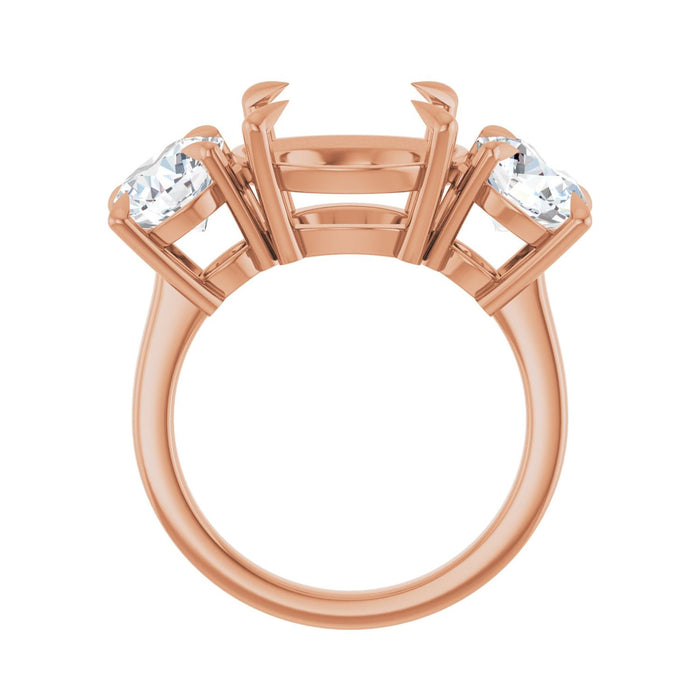 14K Rose Gold 12 mm Round 2 1/2 CTW Lab-Grown Diamond Semi-Set Engagement Ring