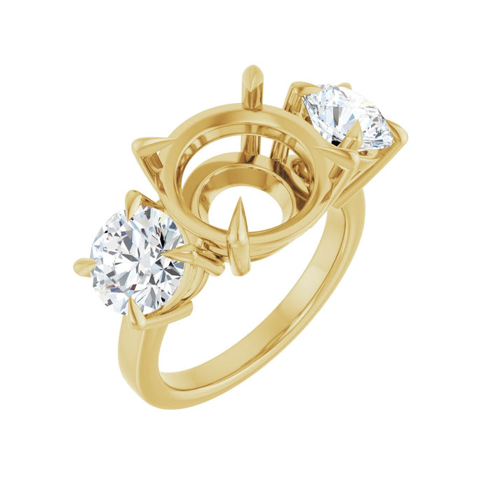 14K Yellow Gold 12 mm Round 2 1/2 CTW Lab-Grown Diamond Semi-Set Engagement Ring