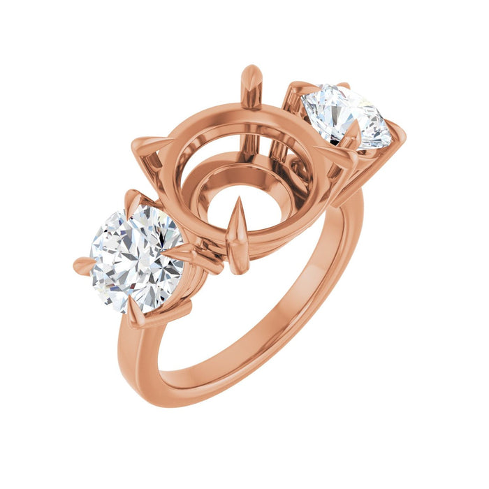 14K Rose Gold 12 mm Round 2 1/2 CTW Lab-Grown Diamond Semi-Set Engagement Ring