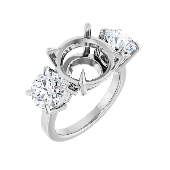 Platinum 12 mm Round 2 1/2 CTW Lab-Grown Diamond Semi-Set Engagement Ring
