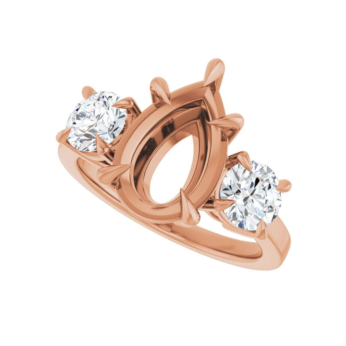 14K Rose Gold 12x8 mm Pear 1 CTW Lab-Grown Diamond Semi-Set Engagement Ring