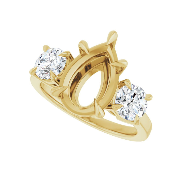 14K Yellow Gold 12x8 mm Pear 1 CTW Lab-Grown Diamond Semi-Set Engagement Ring