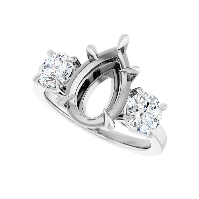 Platinum 12x8 mm Pear 1 CTW Lab-Grown Diamond Semi-Set Engagement Ring