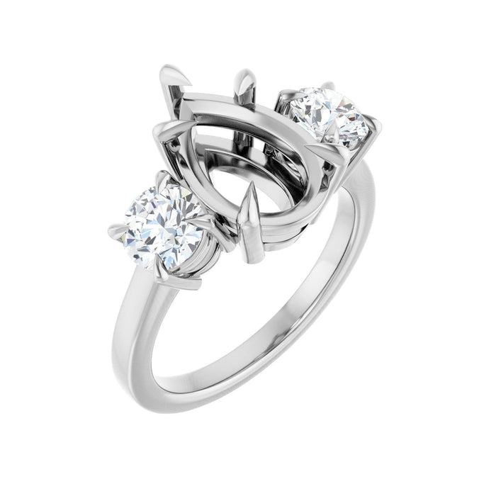 Platinum 12x8 mm Pear 1 CTW Lab-Grown Diamond Semi-Set Engagement Ring