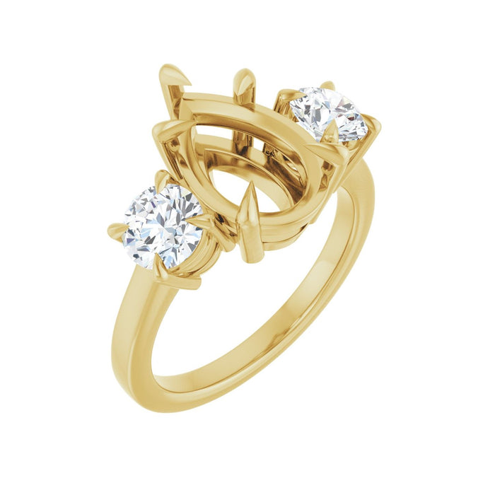 14K Yellow Gold 12x8 mm Pear 1 CTW Lab-Grown Diamond Semi-Set Engagement Ring