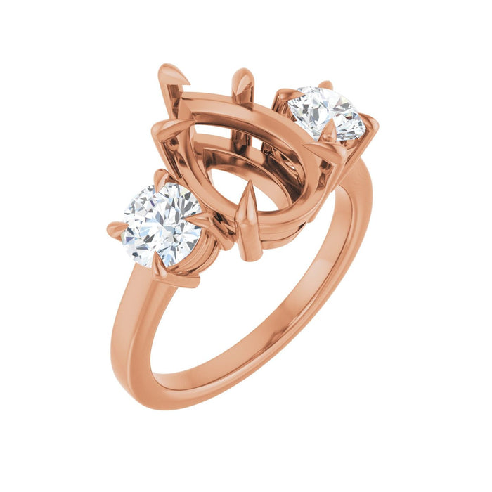 14K Rose Gold 12x8 mm Pear 1 CTW Lab-Grown Diamond Semi-Set Engagement Ring