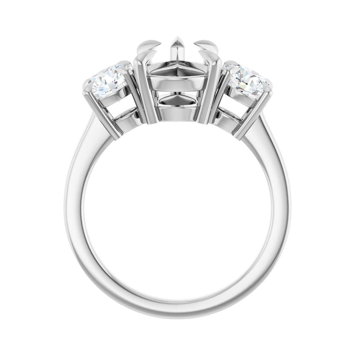 14K White Gold 12x8 mm Pear 1 CTW Lab-Grown Diamond Semi-Set Engagement Ring