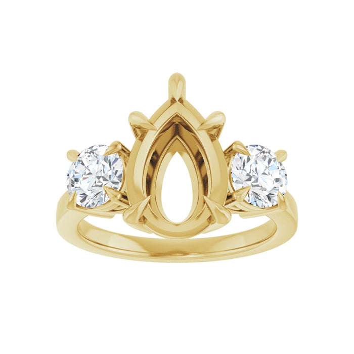14K Yellow Gold 12x8 mm Pear 1 CTW Lab-Grown Diamond Semi-Set Engagement Ring
