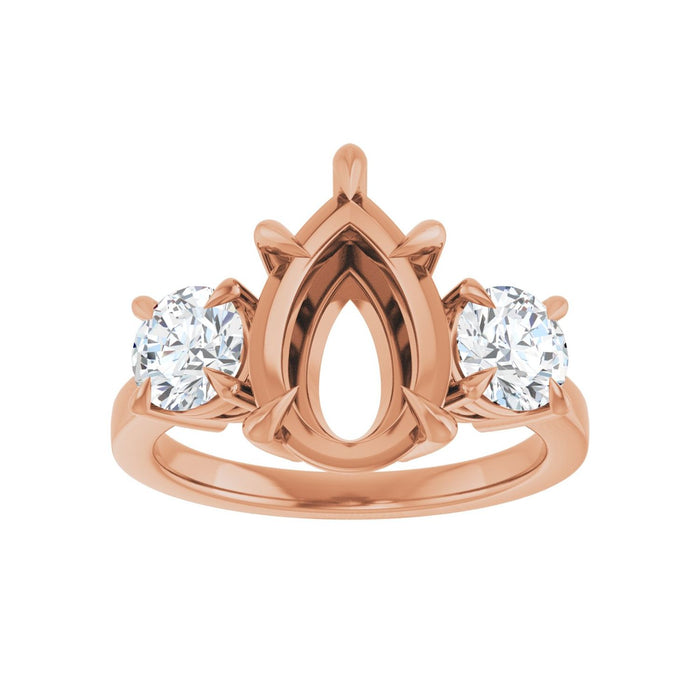 14K Rose Gold 12x8 mm Pear 1 CTW Lab-Grown Diamond Semi-Set Engagement Ring