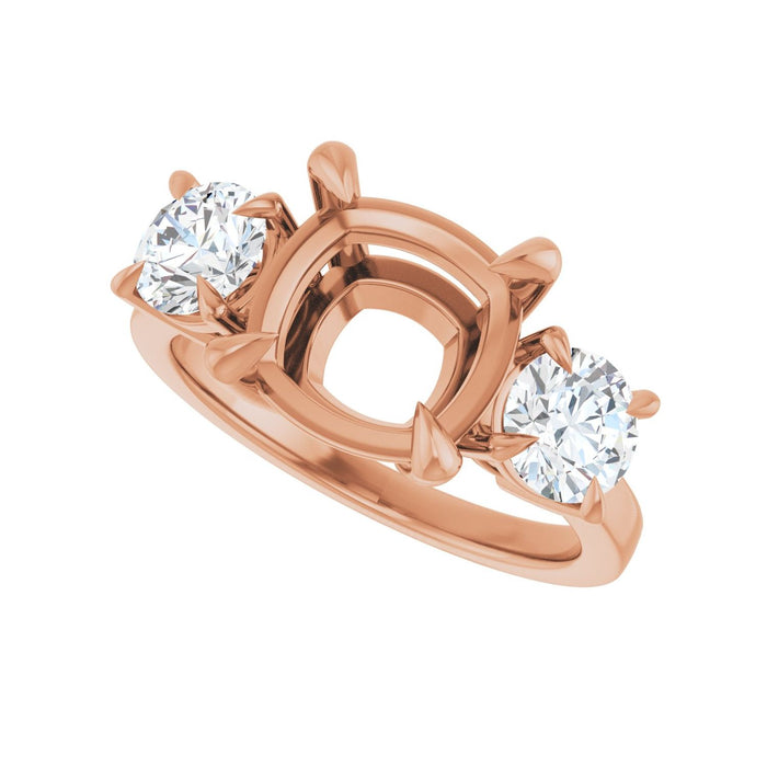 14K Rose Gold 9x9 mm Cushion 1 CTW Lab-Grown Diamond Semi-Set Engagement Ring
