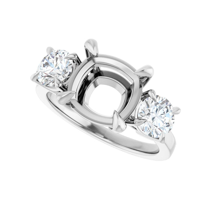 14K White Gold 9x9 mm Cushion 1 CTW Lab-Grown Diamond Semi-Set Engagement Ring