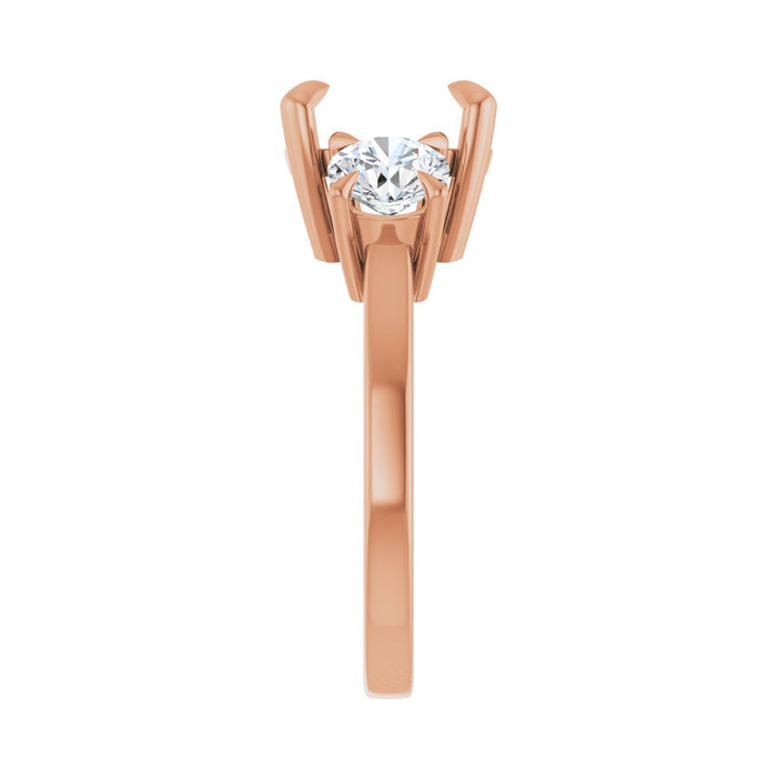 14K Rose Gold 9x9 mm Cushion 1 CTW Lab-Grown Diamond Semi-Set Engagement Ring