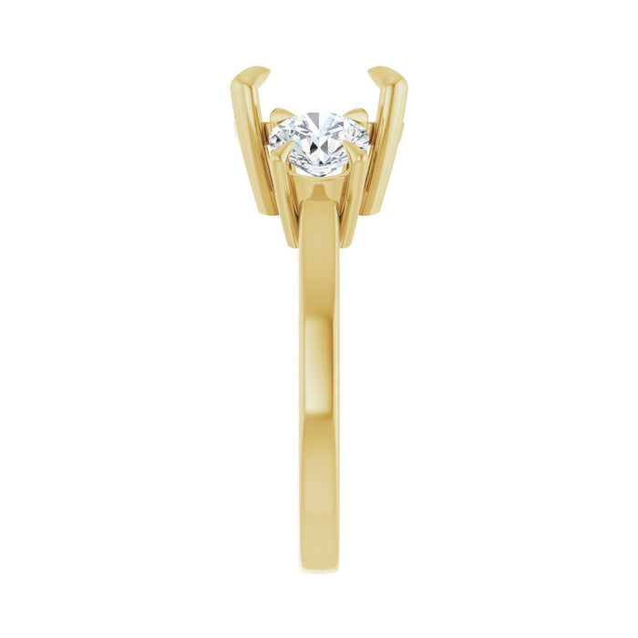 14K Yellow Gold 9x9 mm Cushion 1 CTW Lab-Grown Diamond Semi-Set Engagement Ring