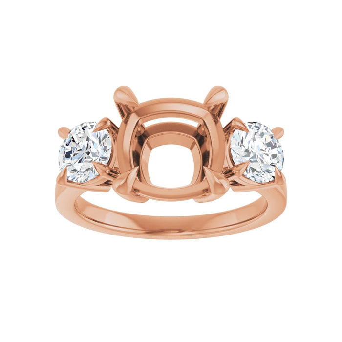 14K Rose Gold 9x9 mm Cushion 1 CTW Lab-Grown Diamond Semi-Set Engagement Ring