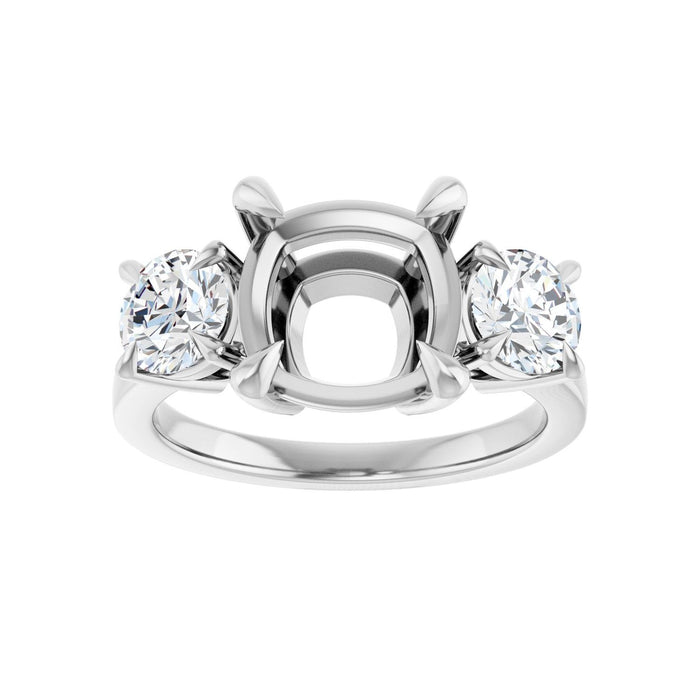 14K White Gold 9x9 mm Cushion 1 CTW Lab-Grown Diamond Semi-Set Engagement Ring