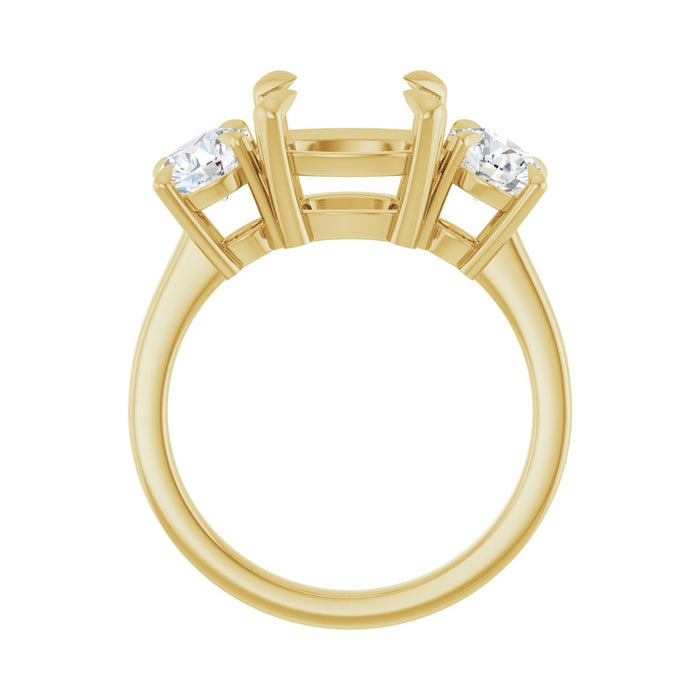 14K Yellow Gold 9x9 mm Cushion 1 CTW Lab-Grown Diamond Semi-Set Engagement Ring