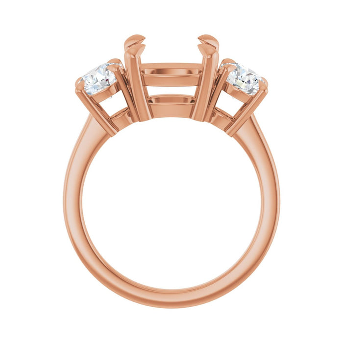 14K Rose Gold 9x9 mm Cushion 1 CTW Lab-Grown Diamond Semi-Set Engagement Ring