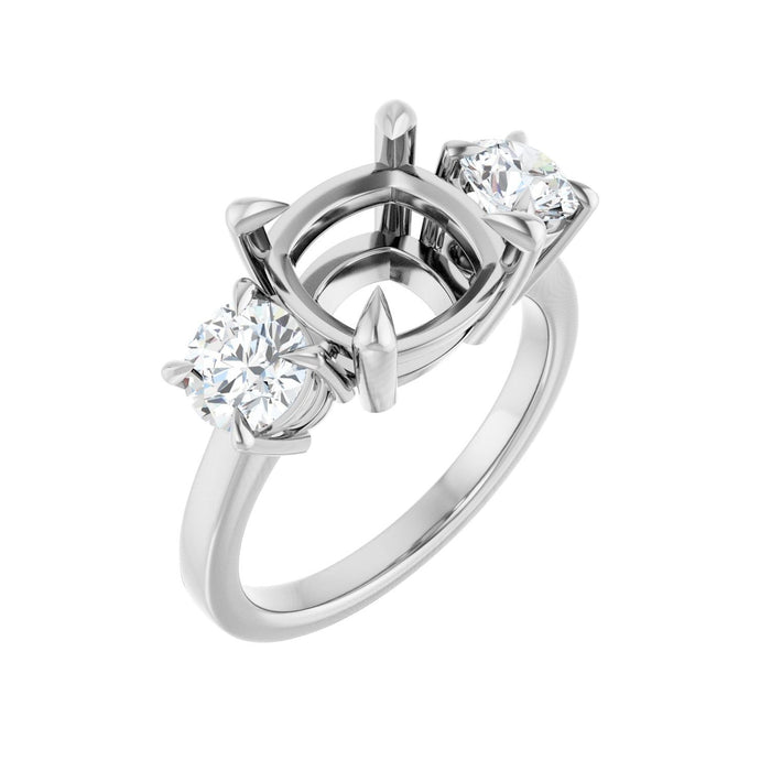 14K White Gold 9x9 mm Cushion 1 CTW Lab-Grown Diamond Semi-Set Engagement Ring