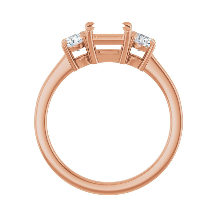 14K Rose Gold 5x5 mm Square 3/8 CTW Lab-Grown Diamond Semi-Set Engagement Ring