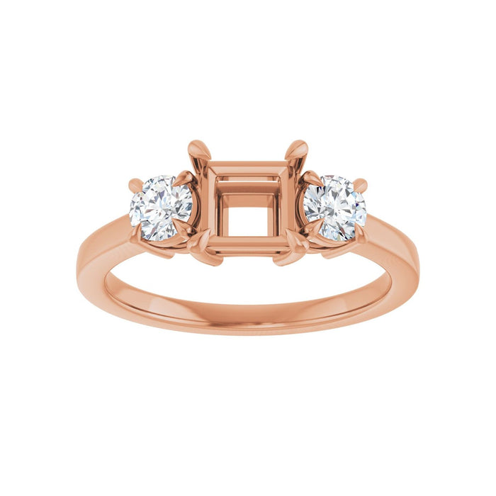 14K Rose Gold 5x5 mm Square 3/8 CTW Lab-Grown Diamond Semi-Set Engagement Ring