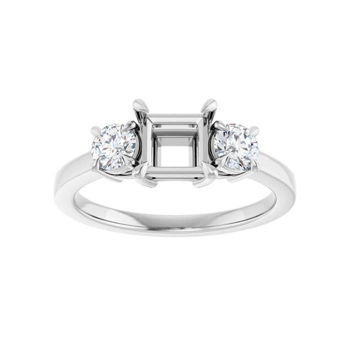Platinum 5x5 mm Square 3/8 CTW Lab-Grown Diamond Semi-Set Engagement Ring