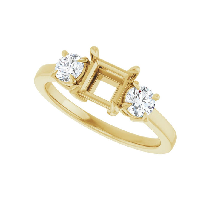 14K Yellow Gold 5x5 mm Square 3/8 CTW Lab-Grown Diamond Semi-Set Engagement Ring