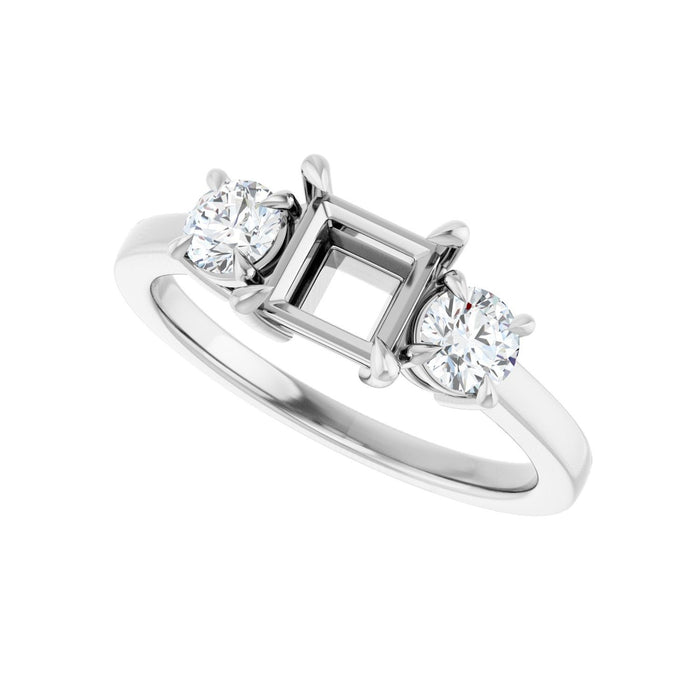 14K White Gold 5x5 mm Square 3/8 CTW Lab-Grown Diamond Semi-Set Engagement Ring