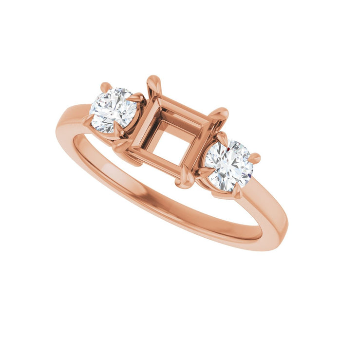 14K Rose Gold 5x5 mm Square 3/8 CTW Lab-Grown Diamond Semi-Set Engagement Ring