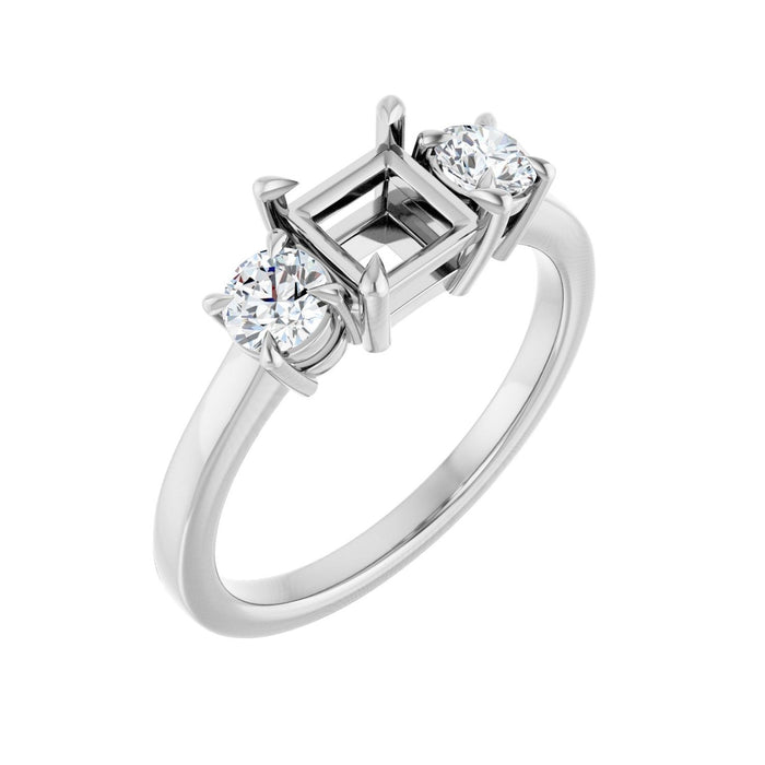 14K White Gold 5x5 mm Square 3/8 CTW Lab-Grown Diamond Semi-Set Engagement Ring