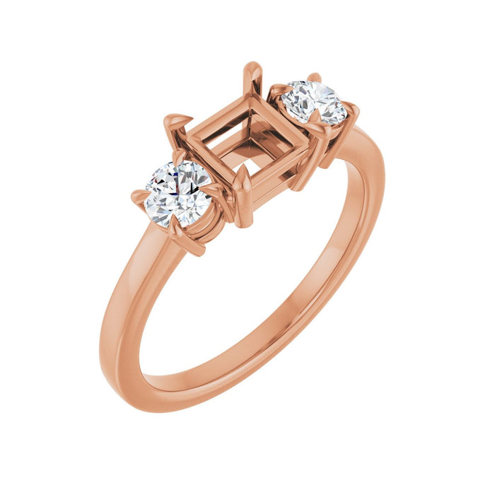 14K Rose Gold 5x5 mm Square 3/8 CTW Lab-Grown Diamond Semi-Set Engagement Ring