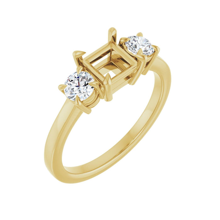 14K Yellow Gold 5x5 mm Square 3/8 CTW Lab-Grown Diamond Semi-Set Engagement Ring