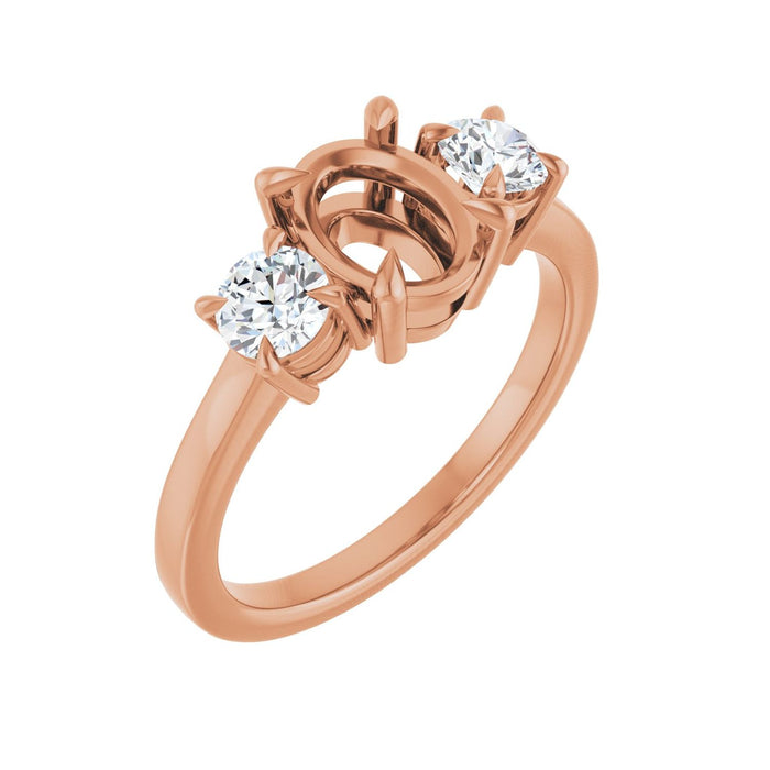 14K Rose Gold 8x6 mm Oval 1/2 CTW Lab-Grown Diamond Semi-Set Engagement Ring