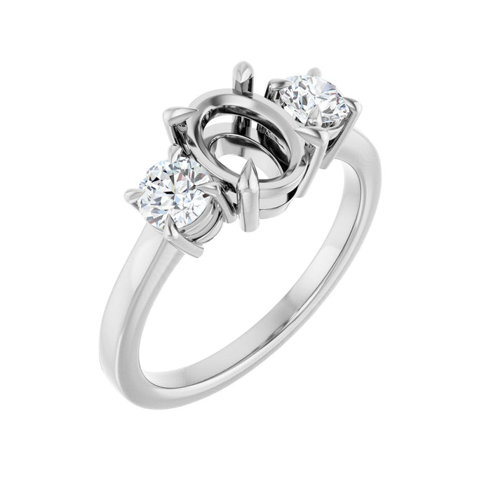 Platinum 8x6 mm Oval 1/2 CTW Lab-Grown Diamond Semi-Set Engagement Ring