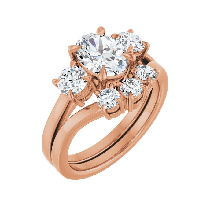 14K Rose Gold 8x6 mm Oval 1/2 CTW Lab-Grown Diamond Semi-Set Engagement Ring