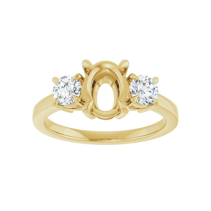 14K Yellow Gold 8x6 mm Oval 1/2 CTW Lab-Grown Diamond Semi-Set Engagement Ring