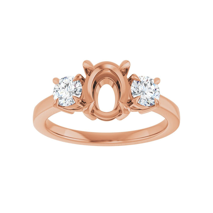 14K Rose Gold 8x6 mm Oval 1/2 CTW Lab-Grown Diamond Semi-Set Engagement Ring